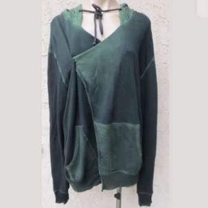 Cotton Citizen Cotton/Bamboo Wrap Sweatshirt Hoodie Ombré Green Size Large